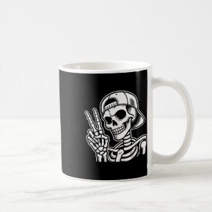 Hand Peace Sign Retro Halloween Skeletthandsignatu Kaffeetasse
