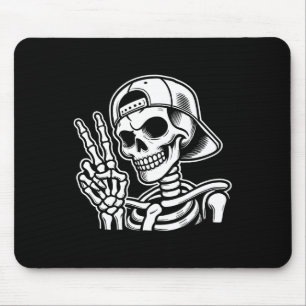 Hand Peace Sign Retro Halloween Skeletthandsignatu Mousepad