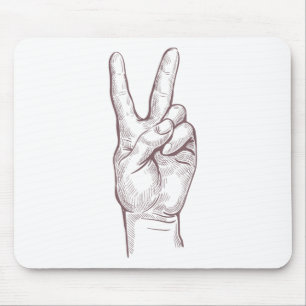 Hand Peace Sign Sieg Frauen Frieden Mousepad