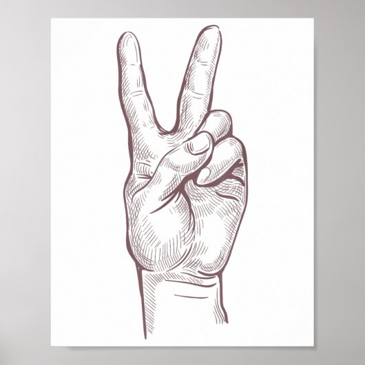 Hand Peace Sign Sieg Frauen Frieden Poster (Vorne)