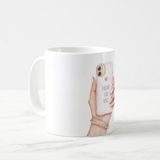 Hand phone chic pink nails kaffeetasse (Vorderseite Links)