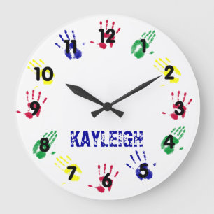 Hand Print Personalized Große Wanduhr