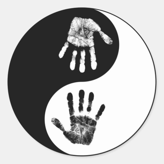 Hand Print-Yin-Yang.jpg Runder Aufkleber (Vorderseite)