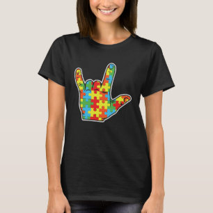 Hand-Rätsel-Felsen-Schild-Spezial-April-Blau-Autis T-Shirt