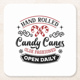 Hand Rolled Candy Cane | Bauernhof Rechteckiger Pappuntersetzer