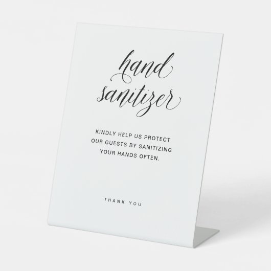 Hand Sanitizer | Elegante Typografie-Hochzeit Sockelschild (Vorderseite)