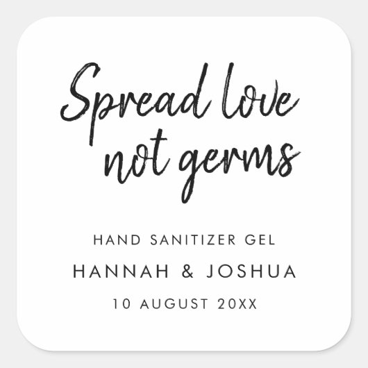 Hand Sanitizer | Informelle Script Wedding Day Gef Quadratischer Aufkleber (Vorderseite)