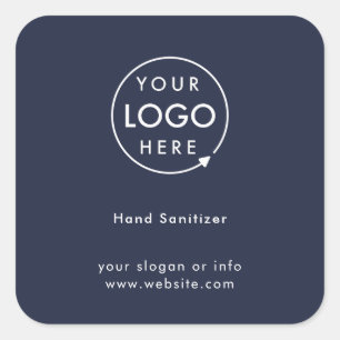 Hand Sanitizer   Navy Blue Beruflich Logo Quadratischer Aufkleber