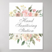 Hand Sanitizing Station Chic Floral Wedding Poster (Vorne)