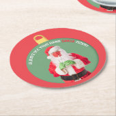 Hand SANTA-tizer Weihnachtsmann 2020 Runder Pappuntersetzer (Angewinkelt)
