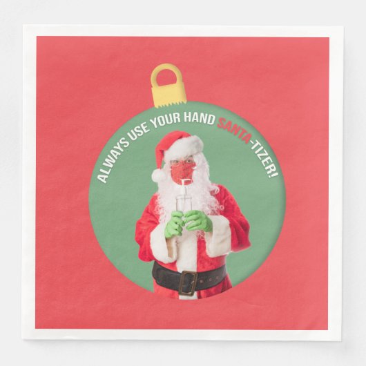 Hand SANTA-tizer Weihnachtsmann 2020 Serviette (Vorderseite)
