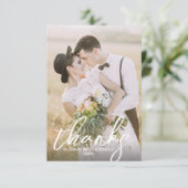 Hand Schreib Skript 2 Foto Hochzeit Dankeschön Kar Dankeskarte (Stehend Vorderseite)