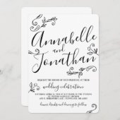 Hand schriftliche Kalligraphie verlässt Hochzeit Einladung (Vorne/Hinten)