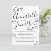 Hand schriftliche Kalligraphie verlässt Hochzeit Einladung (Stehend Vorderseite)