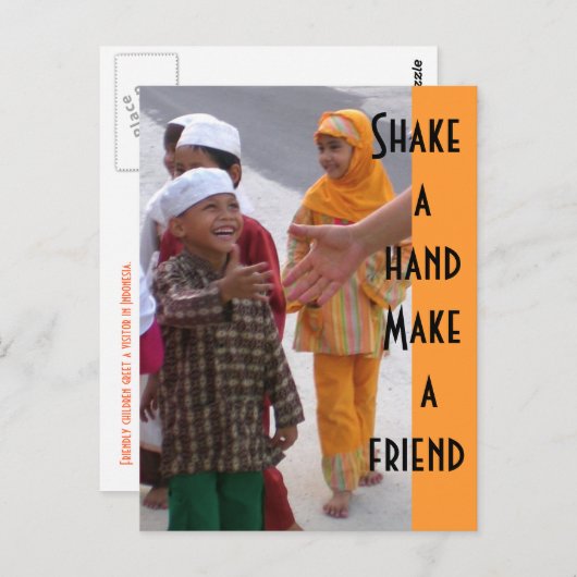Hand schütteln Make a friend Postkarte (Vorne/Hinten)