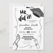 Hand Schwarz machte er es Abschluss Einladung (Vorderseite)