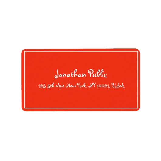 Hand Script Christmas Red White Template Adresse Adressaufkleber (Vorne)