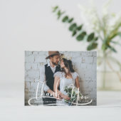 Hand-Script-Foto Hochzeit Danke Postkarte (Stehend Vorderseite)
