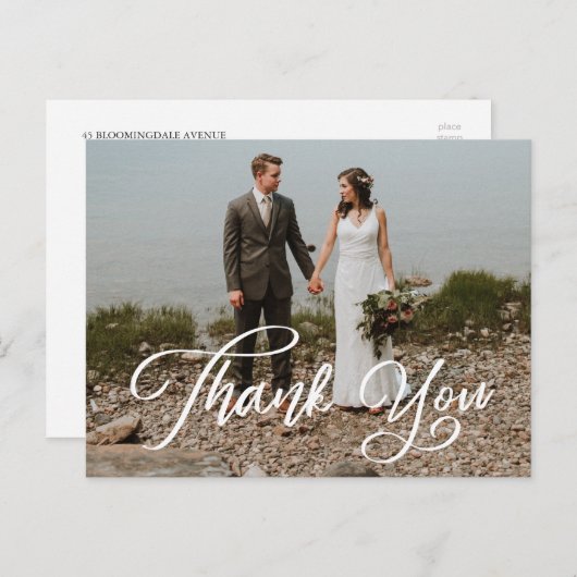 Hand-Script-Foto Hochzeit Vielen Dank Postcard Postkarte (Vorne/Hinten)