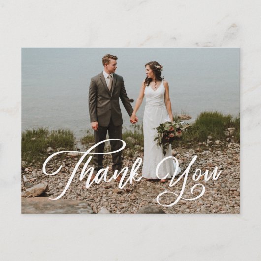 Hand-Script-Foto Hochzeit Vielen Dank Postcard Postkarte (Vorderseite)