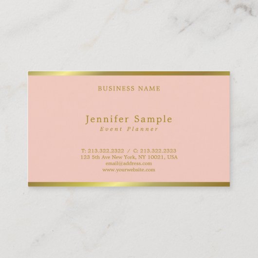 Hand Script Rosa Gold Moderner eleganter Event-Pla Visitenkarte (Rückseite)