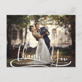 Hand Script Two Foto Wedding Vielen Dank Postkarte