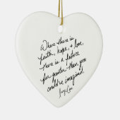 Hand-Scripted Faith Hope and Love Spiritual Heart Keramik Ornament (Rechts)