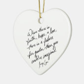 Hand-Scripted Faith Hope and Love Spiritual Heart Keramik Ornament (Links)