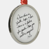 Hand-Scripted Faith Hope and Love Spiritual Round Ornament Aus Metall (Rechts)