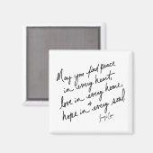 Hand-Scripted Peace Love & Hope Spiritual BW Magnet (Vorderseite/Rückseite)