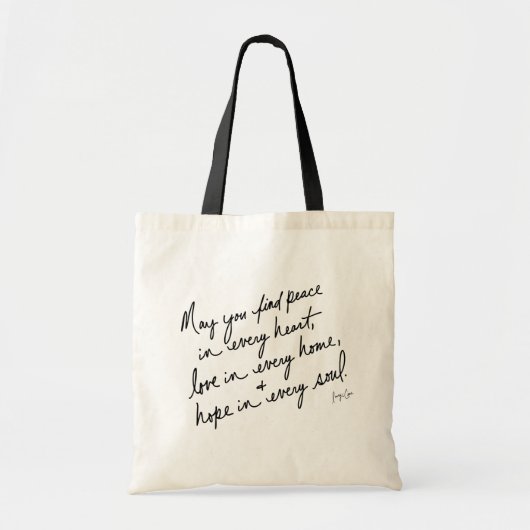 Hand-Scripted Peace Love & Hope Tragetasche (Vorne)