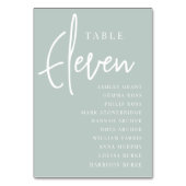 Hand Scripted Table ELEVEN + Guest Names Tischnummer (Rückseite)