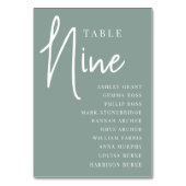Hand Scripted Table NINE + Guest Names Tischnummer (Rückseite)