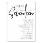 Hand Scripted Table SEVENTEEN + Guest Names Tischnummer (Rückseite)