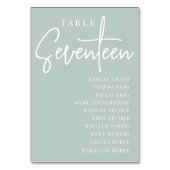 Hand Scripted Table SEVENTEEN + Guest Names Tischnummer (Rückseite)