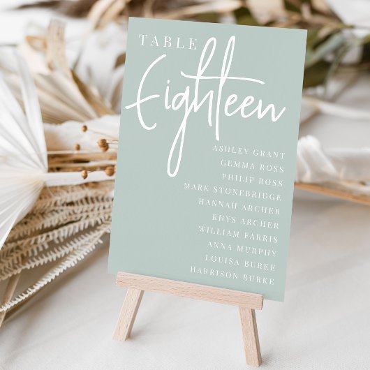 Hand Scripting Table ACHTEEN + Gästebamen Tischnummer