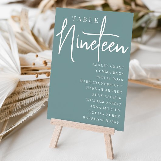 Hand Scripting Table NINETEEN + Guest Names Tischnummer