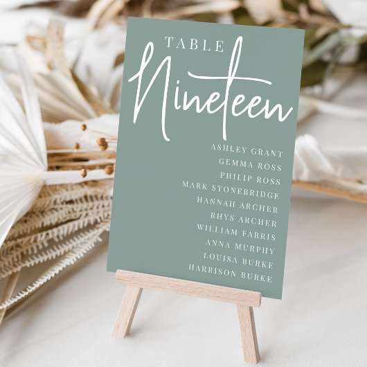 Hand Scripting Table NINETEEN + Guest Names Tischnummer