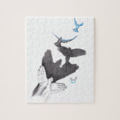 Hand shadow Flying birds Illusion Surreal art Puzzle (Vertikal)