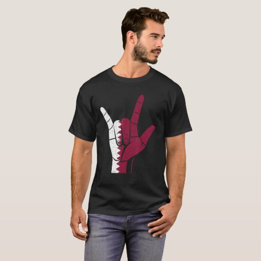 Hand Sign Qatar Flag T-Shirt (Vorne ganz)