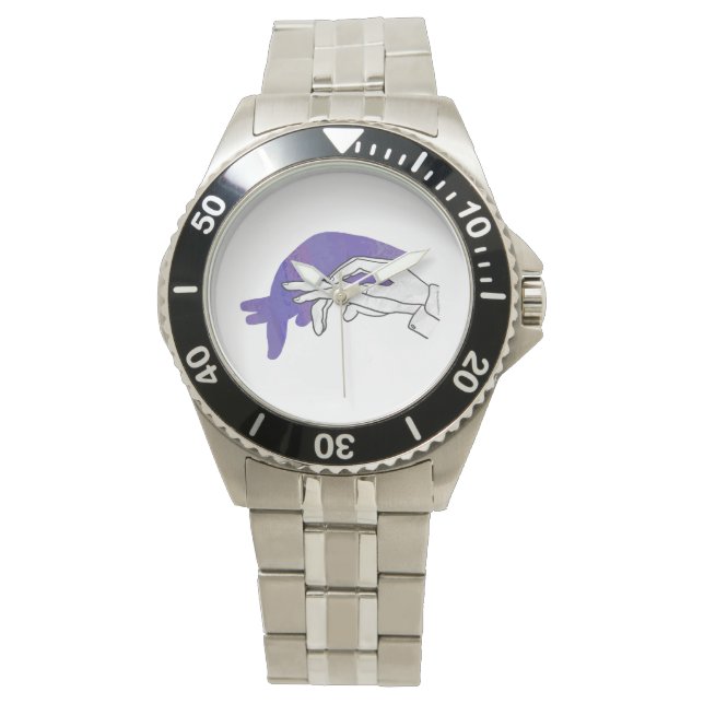 Hand-Silhouette Anteater Lila Armbanduhr (Vorderseite)