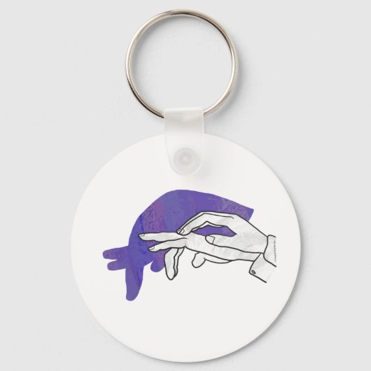 Hand-Silhouette Anteater Lila Schlüsselanhänger (Vorderseite)