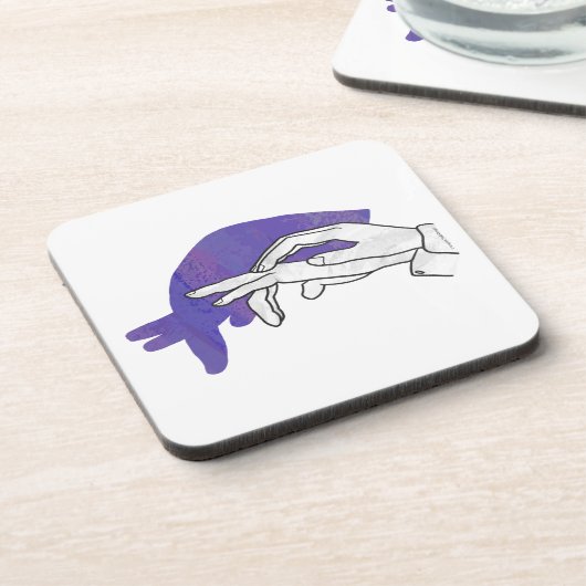 Hand-Silhouette Anteater Lila Untersetzer (Linke Seite)