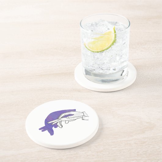 Hand-Silhouette Anteater Lila Untersetzer (Seite)