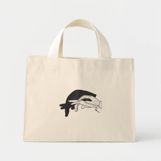 Hand Silhouette Anteater Mini Stoffbeutel (Vorne)