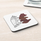 Hand-Silhouette-Bärenkuppe Brown Getränkeuntersetzer (Linke Seite)