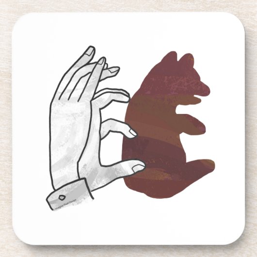 Hand-Silhouette-Bärenkuppe Brown Getränkeuntersetzer (Vorderseite)