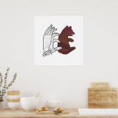 Hand-Silhouette-Bärenkuppe Brown Poster (Küche)