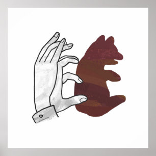 Hand-Silhouette-Bärenkuppe Brown Poster