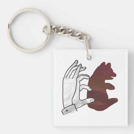 Hand-Silhouette-Bärenkuppe Brown Schlüsselanhänger (Vorderseite)